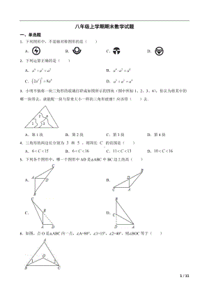 安徽省阜阳市颍东区2022年八年级上学期期末数学试题及答案.docx