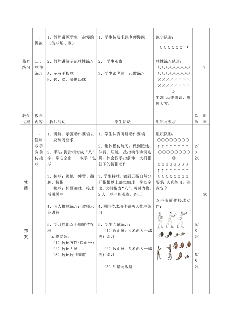 体育与健康人教三年级全一册篮球双手胸前传接球教案.doc_第2页