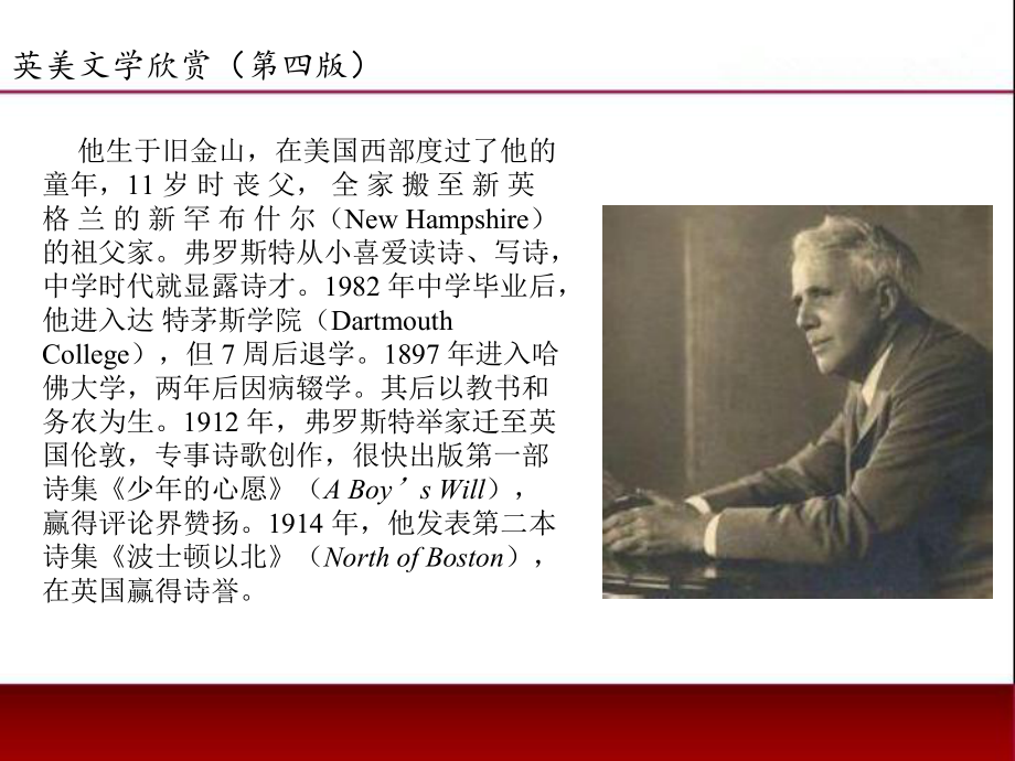 《英美文学欣赏（第四版）》课件American Literature Unit 8 Robert Frost.ppt_第3页