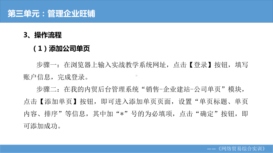 《网络贸易综合实训教程》课件第三单元 管理企业旺铺 实训任务.pptx_第3页