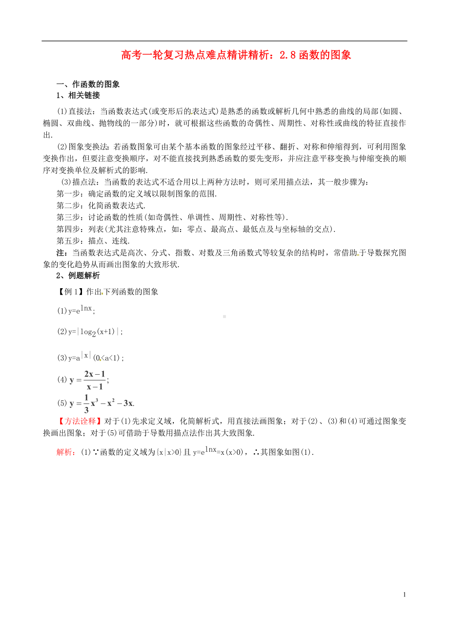 高考数学一轮复习 热点难点精讲精析 2.8函数的图象.doc_第1页