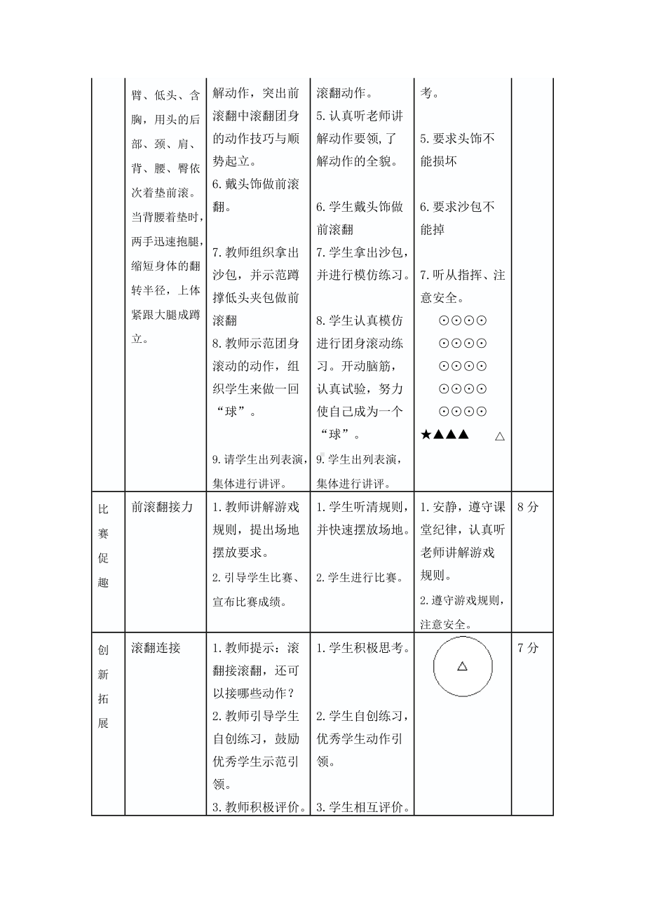 人教版三-四年级体育与健康 5.3.1前滚翻 教案.doc_第3页