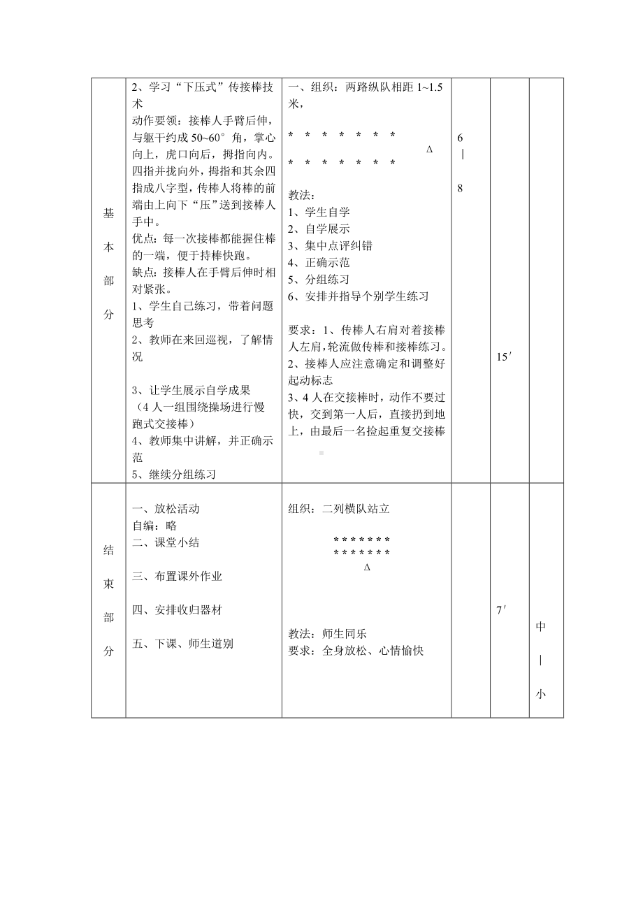 人教版三-四年级体育与健康 4.1.3.2接力跑 4×100米接力跑教案.doc_第3页