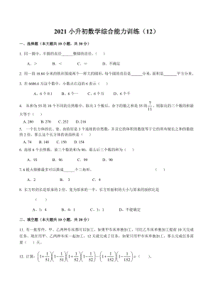 （全国通用）2021小升初数学综合能力训练（12）.docx