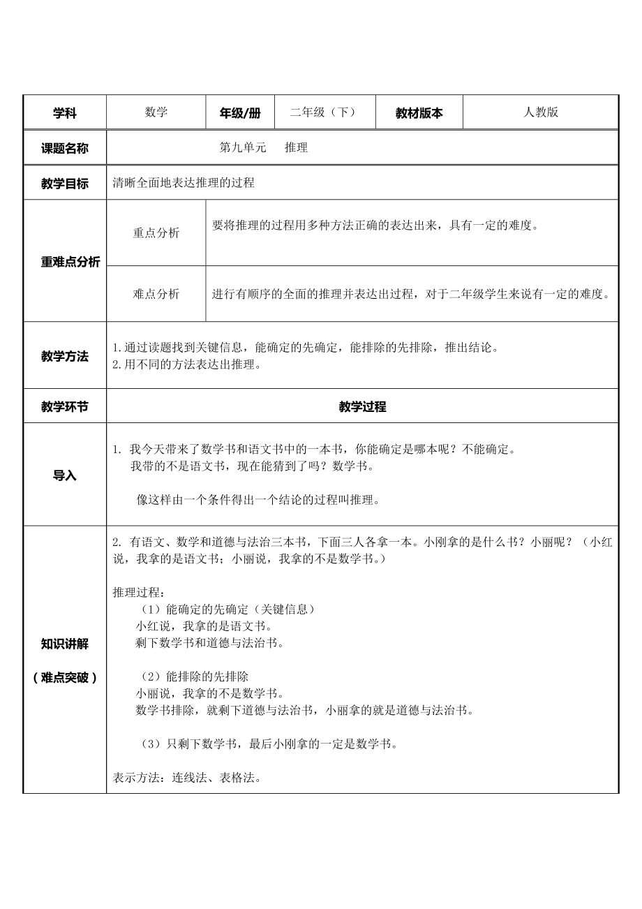 二年级数学下册教案-9 数学广角-推理61-人教版.doc_第1页