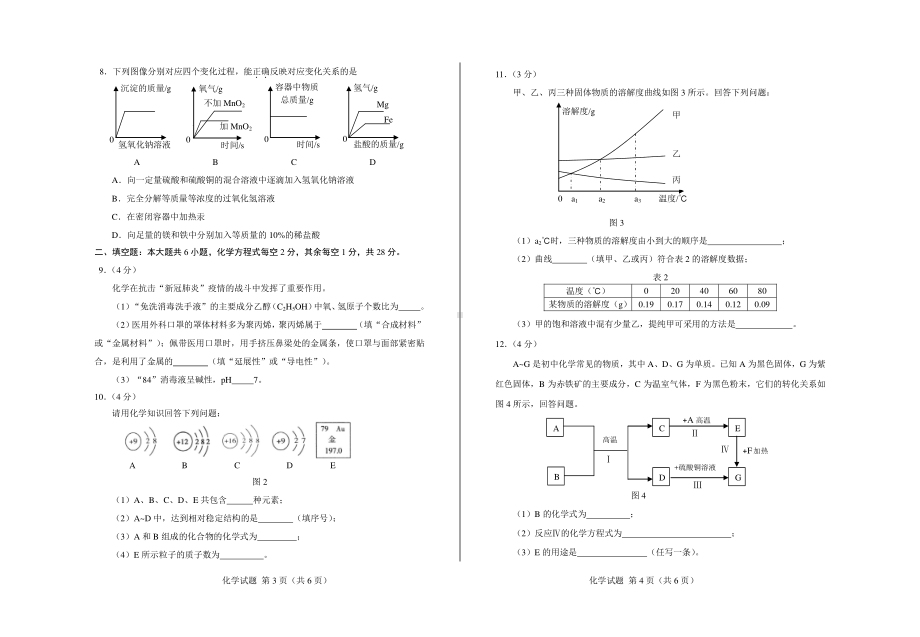 2021年西藏自治区第一次初中学业水平学校模拟考试化学试题.pdf_第2页