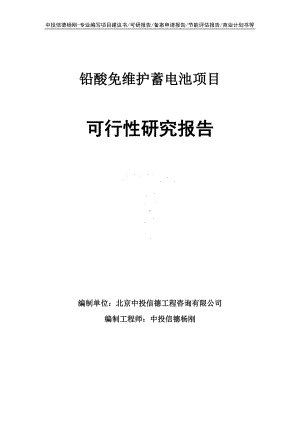 铅酸免维护蓄电池项目可行性研究报告申请备案.doc