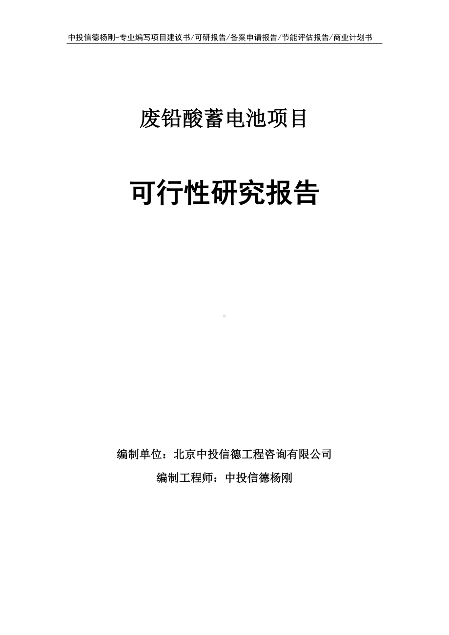 废铅酸蓄电池项目可行性研究报告.doc_第1页