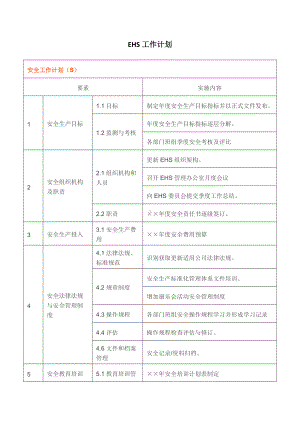 企业年度EHS工作计划范本参考模板范本.docx