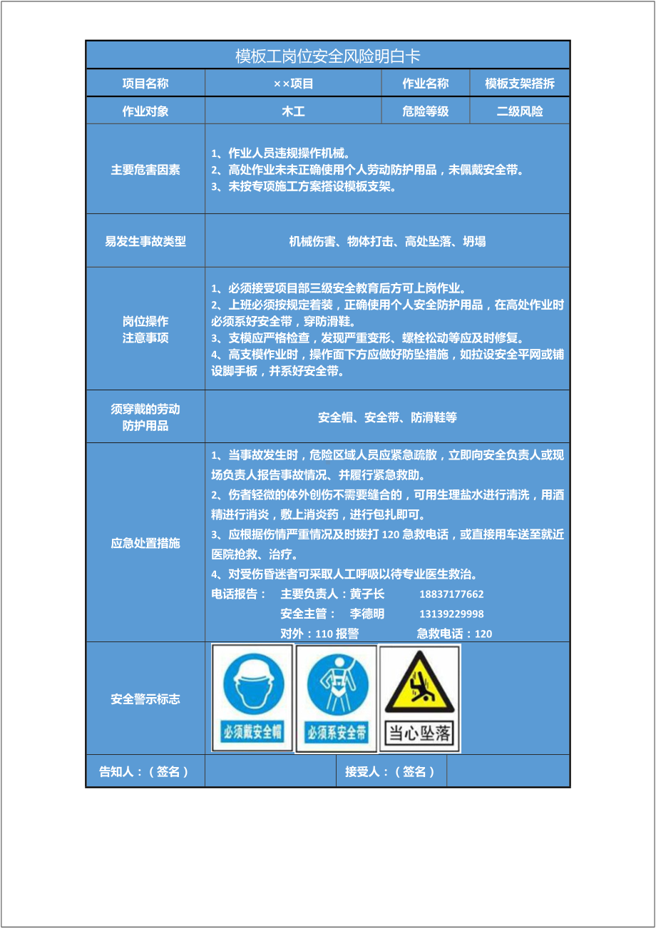 建设施工单位岗位风险告知卡(范本）参考模板范本.docx_第2页