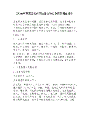 公司预案编制前风险评估和应急资源调查报告参考模板范本.docx