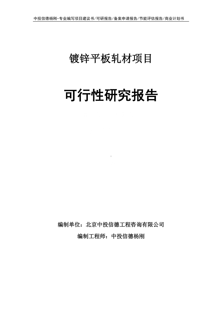 镀锌平板轧材项目可行性研究报告.doc_第1页