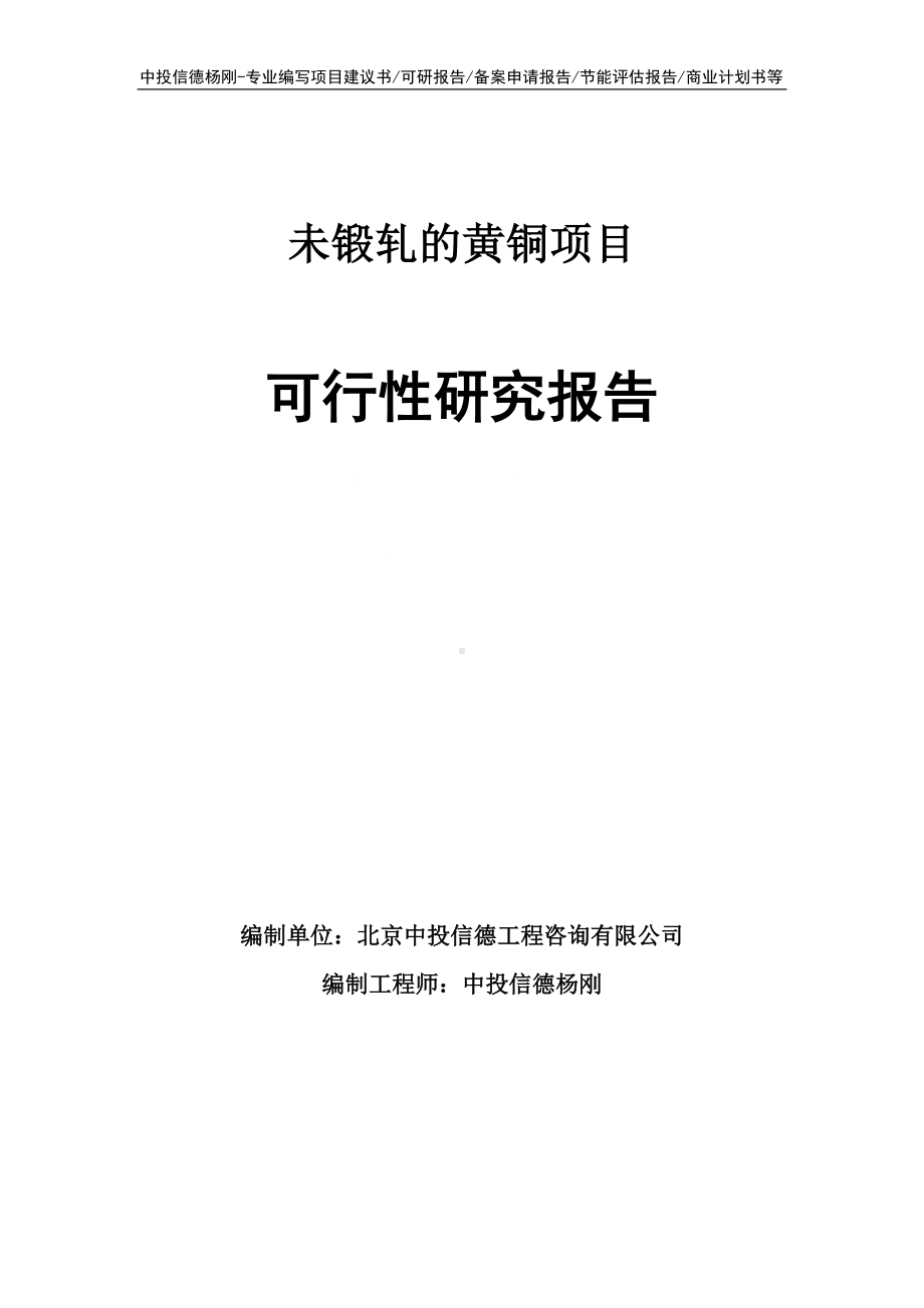 未锻轧的黄铜项目可行性研究报告申请备案.doc_第1页