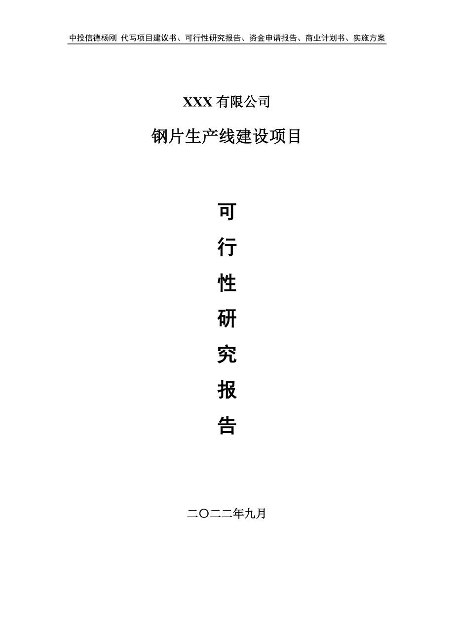 钢片生产线建设项目可行性研究报告建议书.doc_第1页