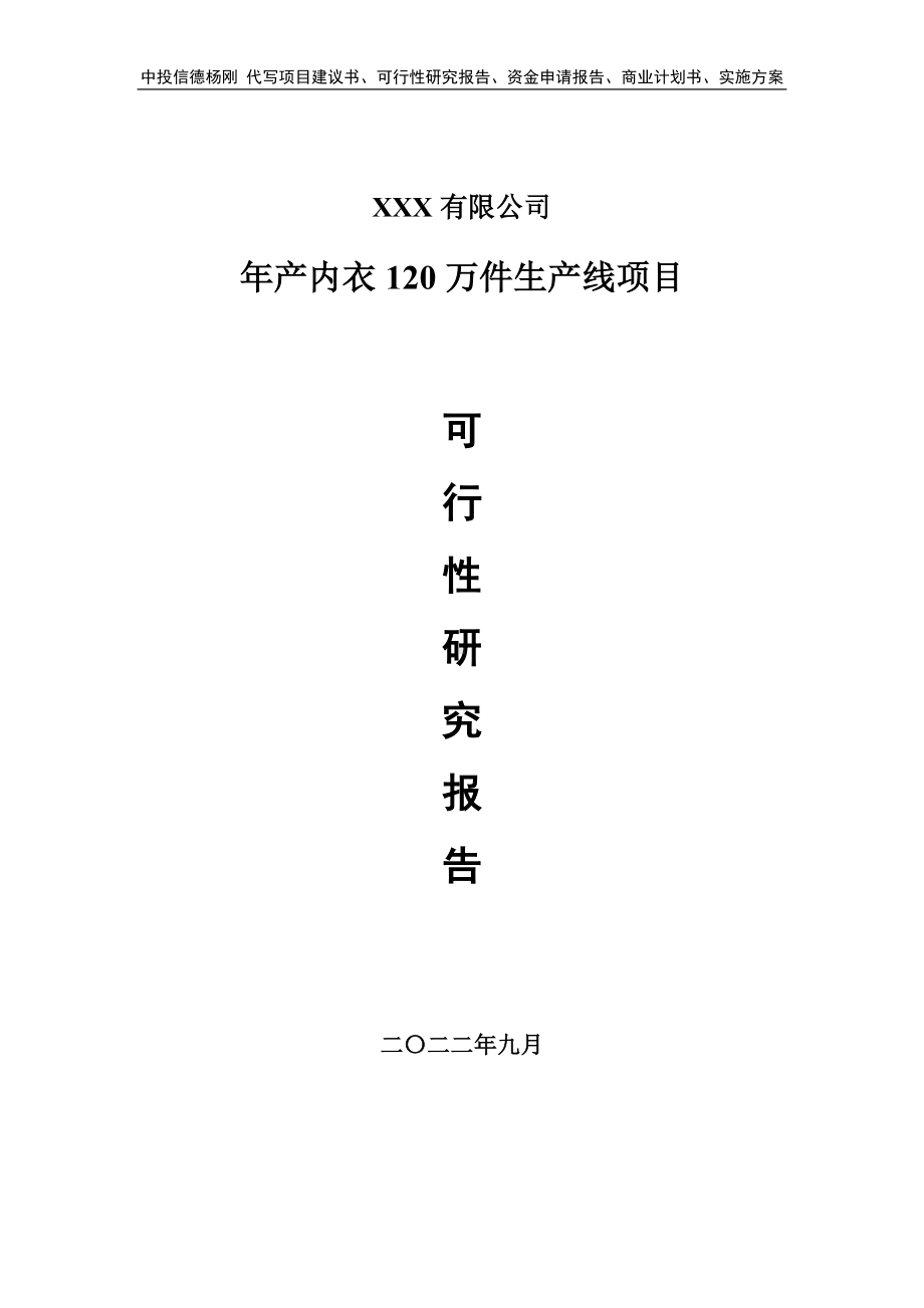 年产内衣120万件生产线项目可行性研究报告建议书.doc_第1页