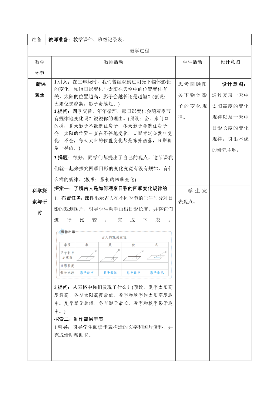 新教科版2022-2023小学科学六年级上册2.5《影子的四季变化》教案（定稿）.docx_第2页