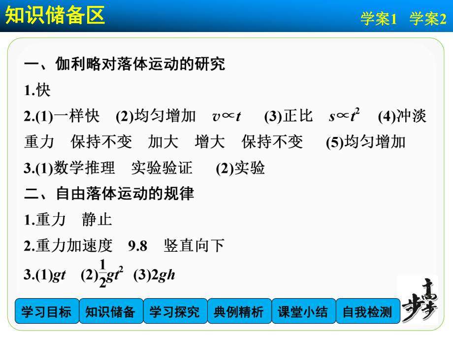 高中物理（沪科版）必修一学案配套课件：第2章 学案1、2 伽利略对落体运动的研究　自由落体运动的规律.ppt_第3页