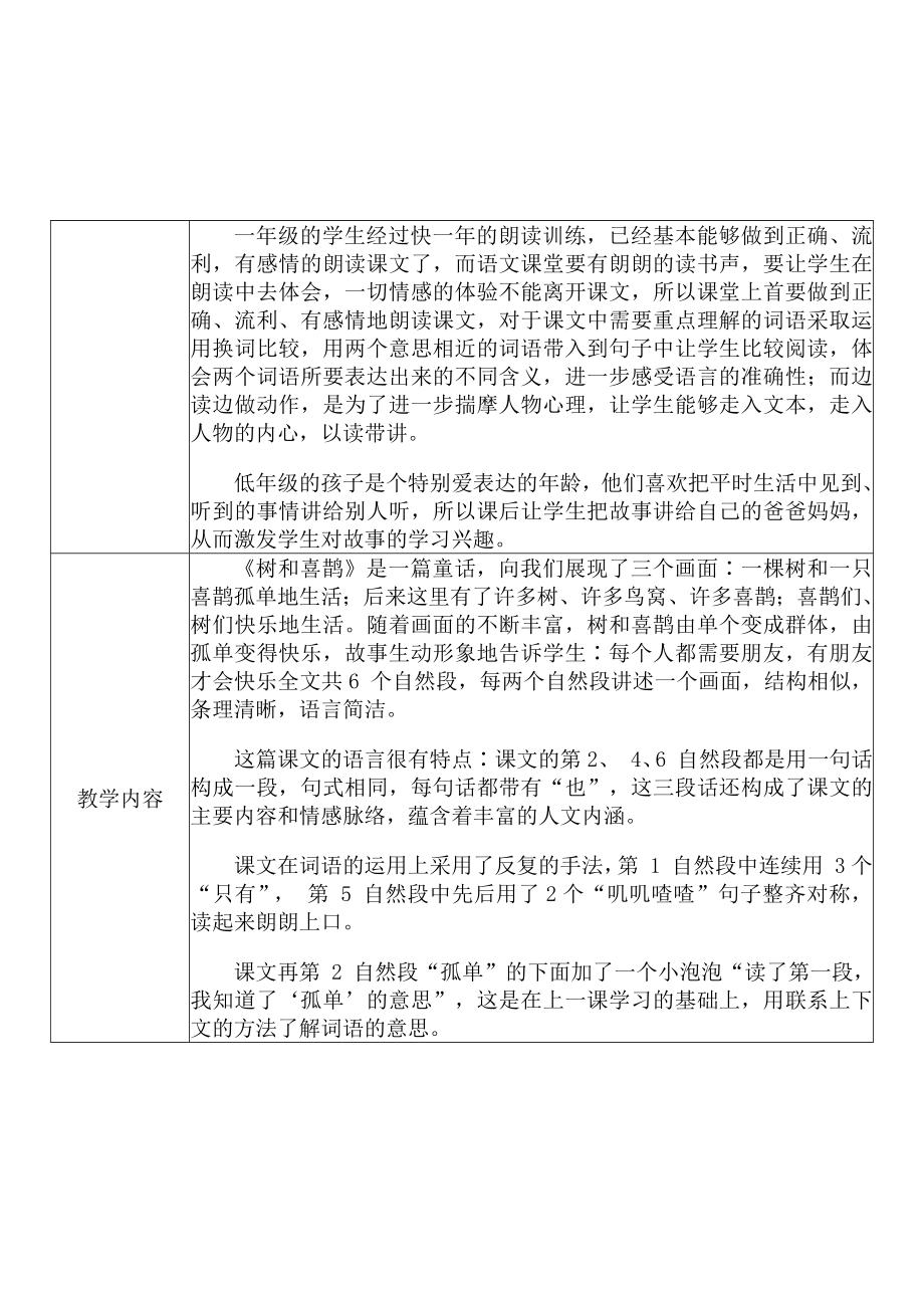 [中小学新教材优秀教案]：小学一年级语文下（课文：6 树和喜鹊）-学情分析+教学过程+教学反思.docx_第3页