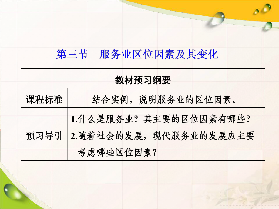 (新教材)人教版高中地理必修第二册：第三章 第三节 服务业区位因素及其变化 教学课件.ppt_第1页