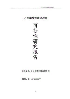 万吨磷酸铁项目可行性研究报告备案申请模板.doc