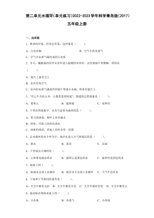 2022新青岛版（六三制）五年级上册《科学》第二单元水循环（单元测试）.docx