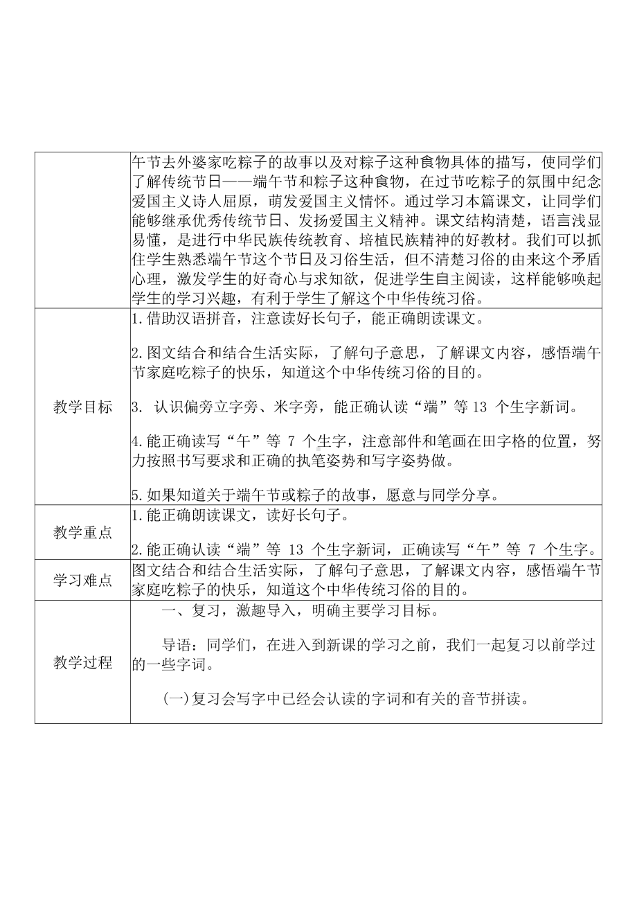 [中小学新教材优秀教案]：小学一年级语文下（课文：10 端午粽）-学情分析+教学过程+教学反思.pdf_第3页