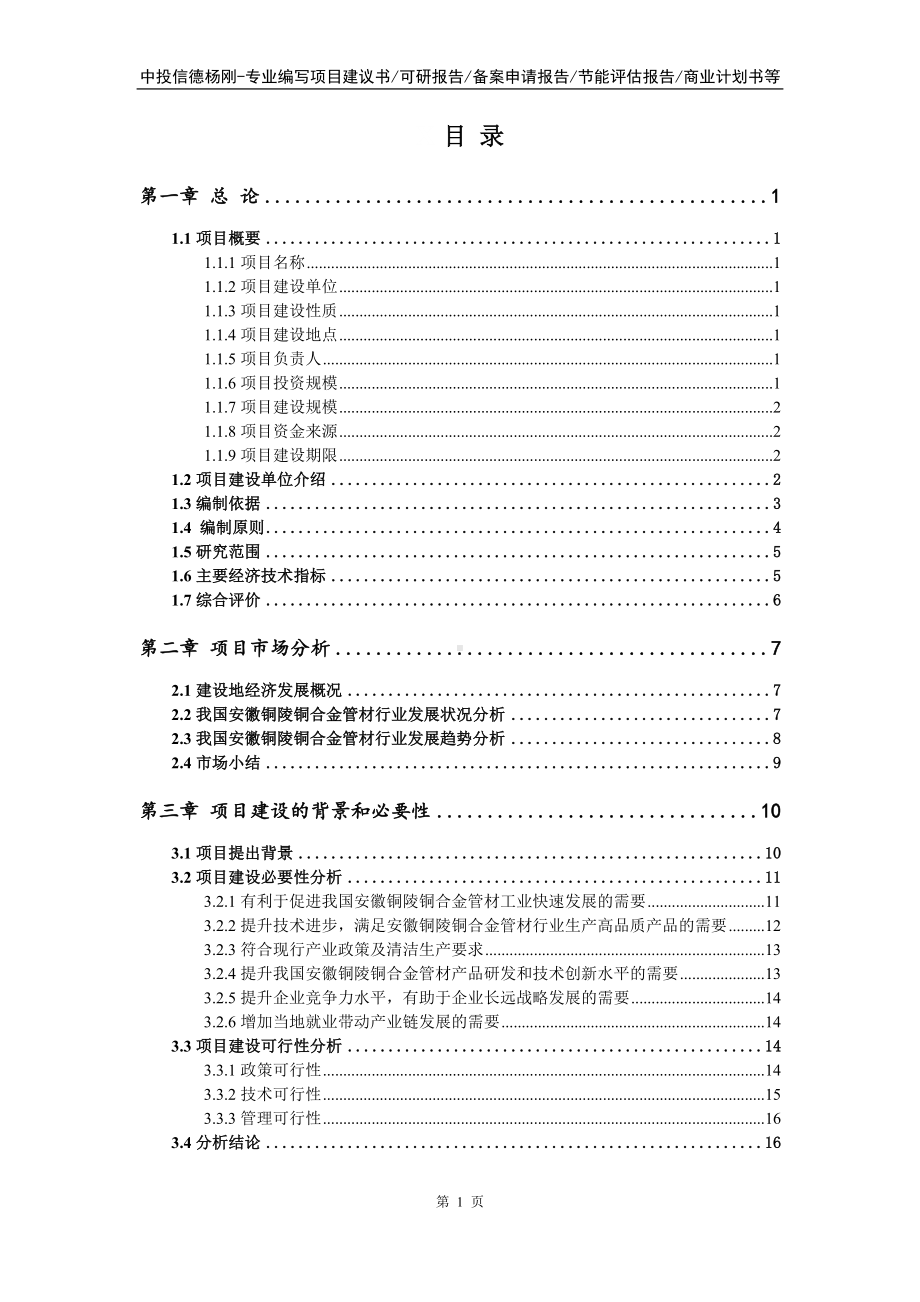 铜合金管材项目可行性研究报告申请备案立项.doc_第2页