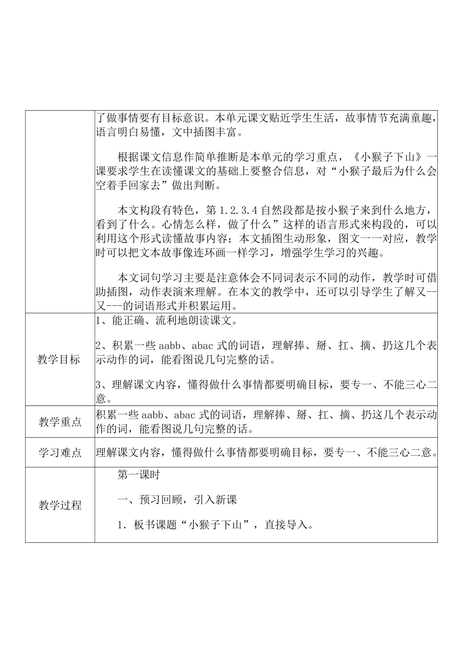 [中小学新教材优秀教案]：小学一年级语文下（课文：18 小猴子下山）-学情分析+教学过程+教学反思.pdf_第3页