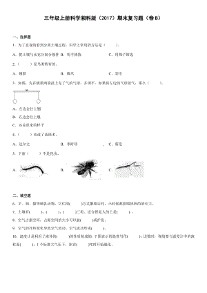 2022新湘教版三年级上册《科学》 期末复习题（试题）（含答案）.docx