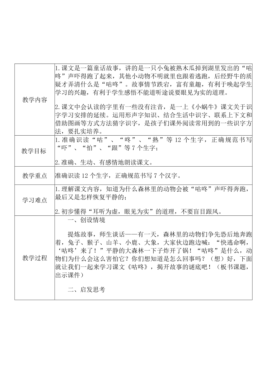 [中小学新教材优秀教案]：小学一年级语文下（课文：20 咕咚）-学情分析+教学过程+教学反思.docx_第3页