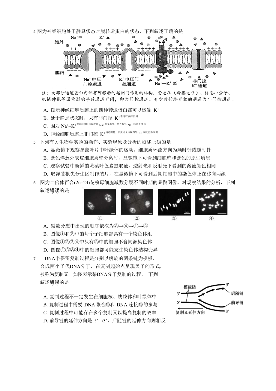 苏州市2022-2023高三上学期生物期中试卷+答案.pdf_第2页