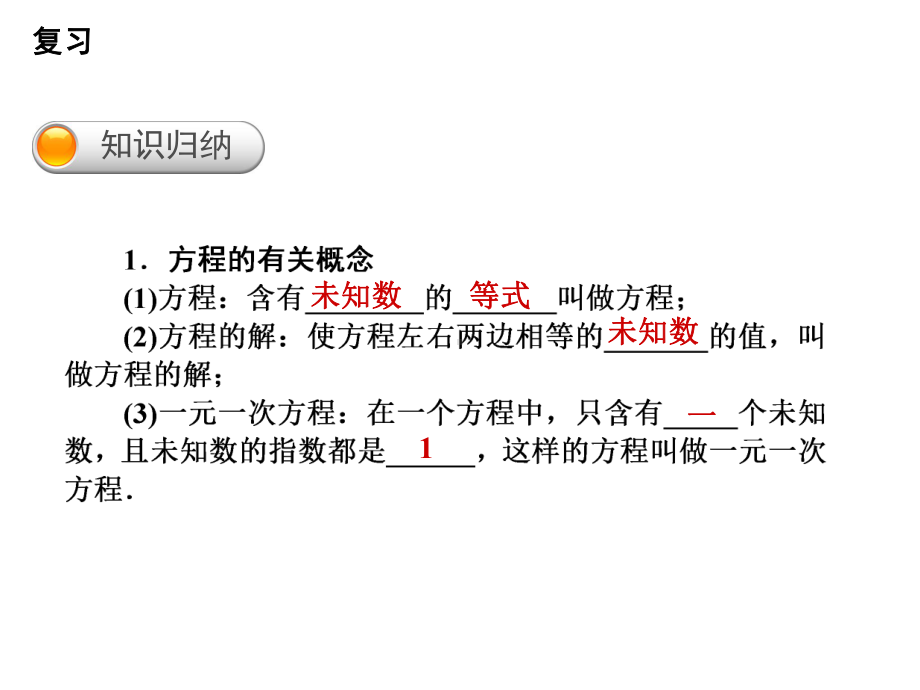 北师大版初中七年级上册数学：一元一次方程-回顾与思考-课件1.ppt_第2页