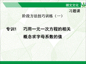 专训1 巧用一元一次方程的相关概念求字母系数的值 公开课一等奖课件.ppt