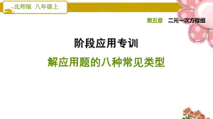 北师大版八年级数学上册《二元一次方程组》阶段应用专训 解应用题的八种常见类型课件.ppt