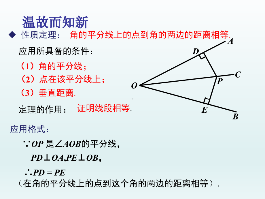 人教版八年级上册全等三角形角的平分线的性质课件.pptx_第2页