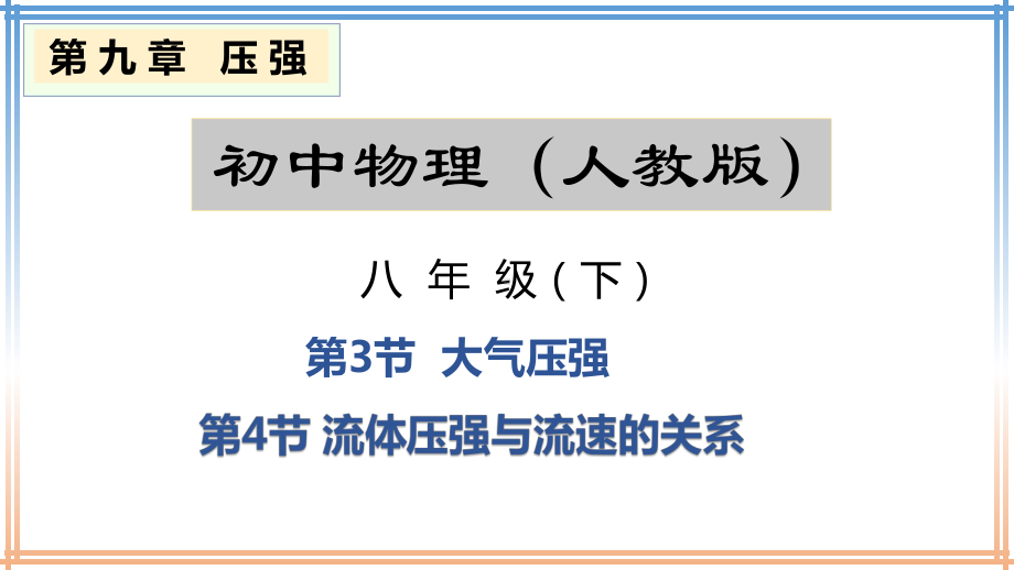 初中物理 人教版八年级下 93 4 大气压强 、流体压强与流速的关系课件-002.pptx_第1页