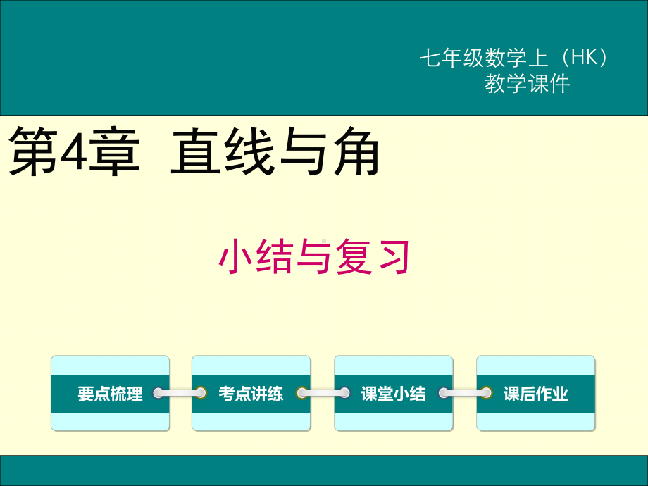 HK沪科版 初一七年级数学 上册第一学期秋季 部优公开课教学课件 第4章 直线与角 小结与复习.ppt_第1页