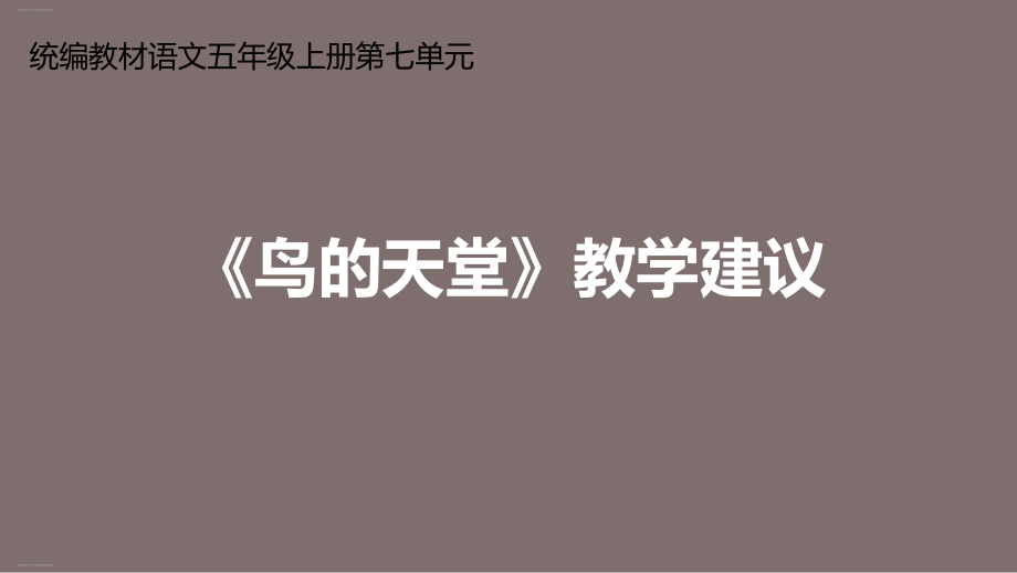 五年级上册语文课件第七单元《鸟的天堂》教学建议部编版.ppt_第1页