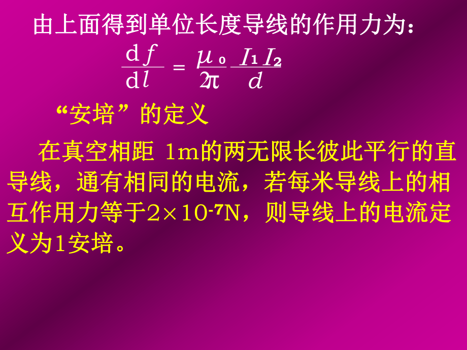 2020年高中物理竞赛辅导课件(电磁学)平行电流间的相互作用力.ppt_第3页