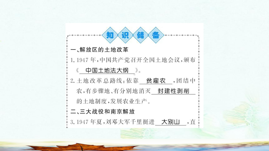 八年级历史上册第七单元解放战争第24课人民解放战争的胜利习题课件新人教版版本.ppt_第2页