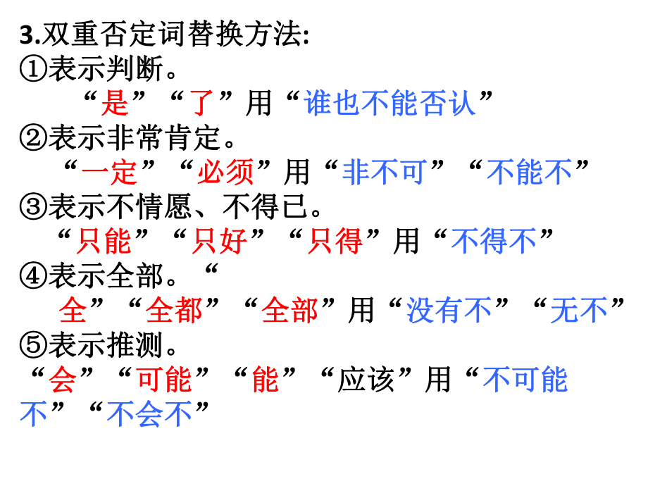 五年级上册语文课件 句式转换之双重否定句部编版.ppt_第3页