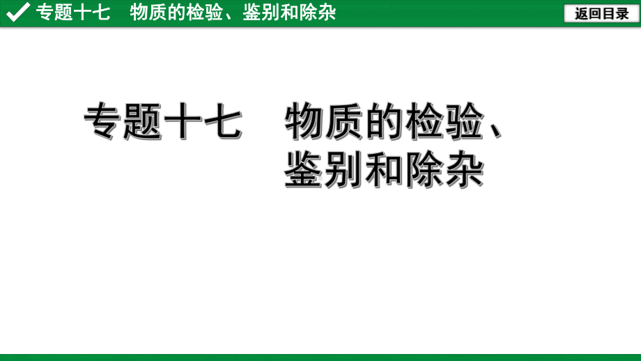 中考复习专题十七 物质的检验、鉴别和除杂课件.pptx_第1页