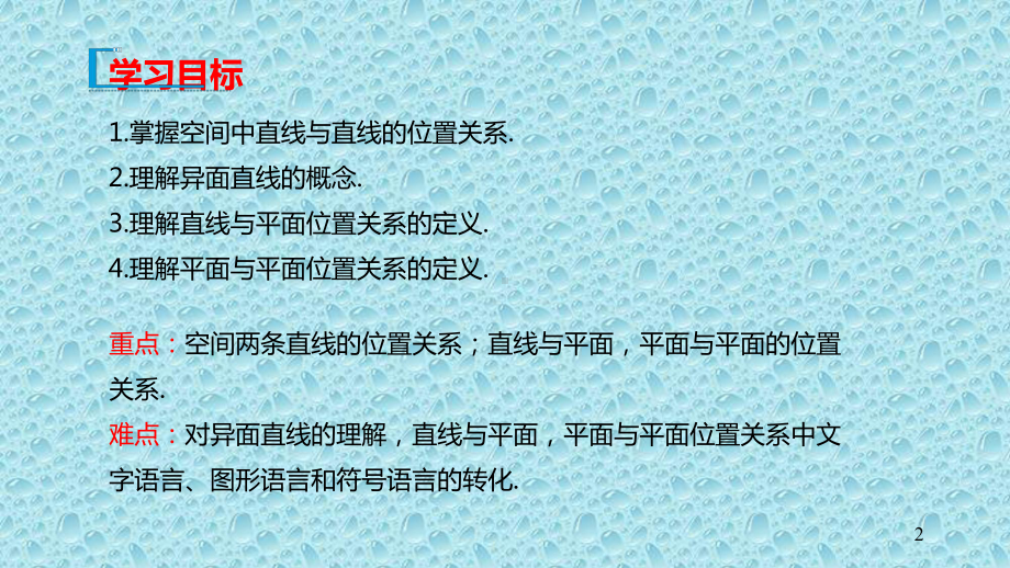 （新教材）高中数学 新人教A版必修第二册 第八章 842 空间点、直线、平面之间的位置关系课件.pptx_第2页