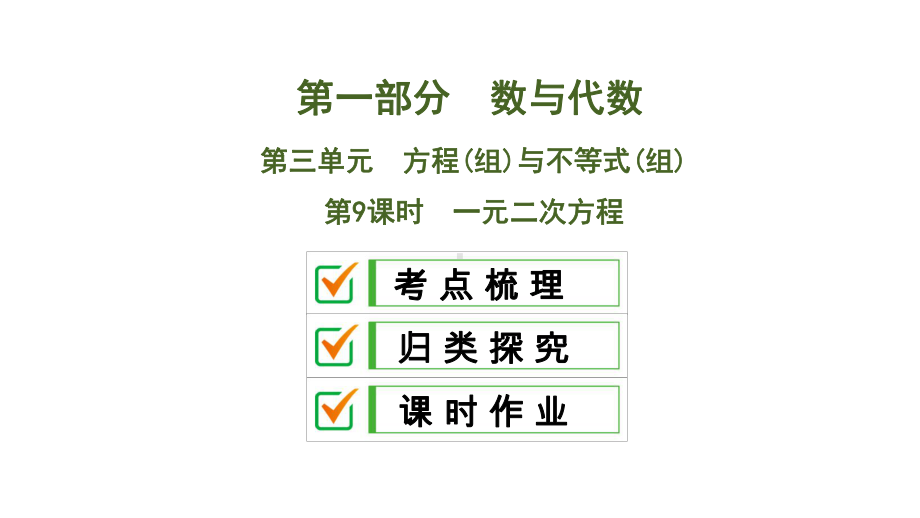 2020中考数学大一轮复习课件09：一元二次方程.ppt_第1页