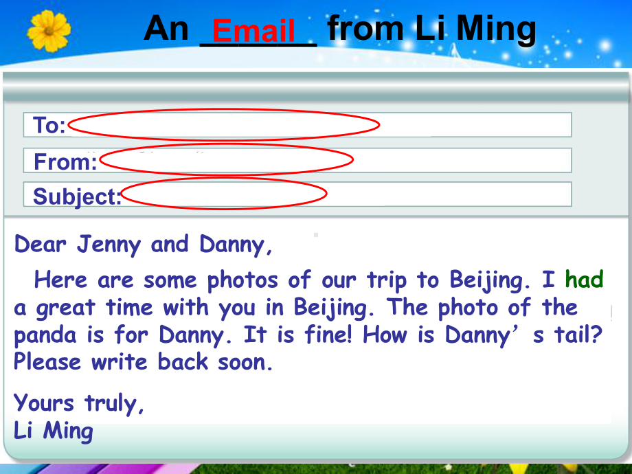 冀教三起英语五下《Lesson 23 An Email from Li Ming》优质课课件.pptx-(纯ppt课件,无音视频素材)_第2页