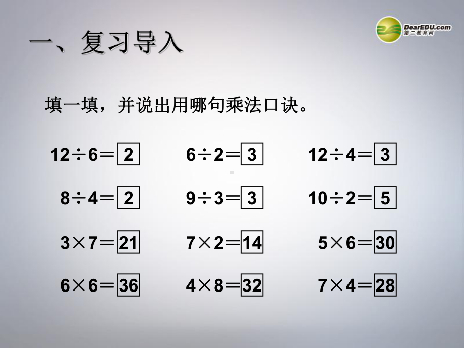 二年级数学下册 用2 6的乘法口诀求商课件 新人教版.ppt_第2页