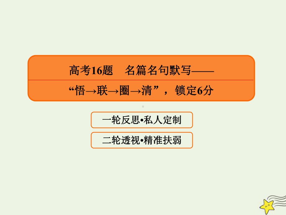 2020年高考语文二轮复习第二部分古代诗文阅读高考16题名篇名句默写课件.ppt_第2页