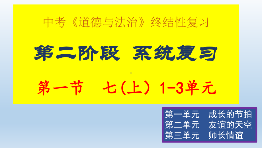 2021年中考道德与法治第二阶段系统复习课件七年级上册1 3单元.pptx_第1页