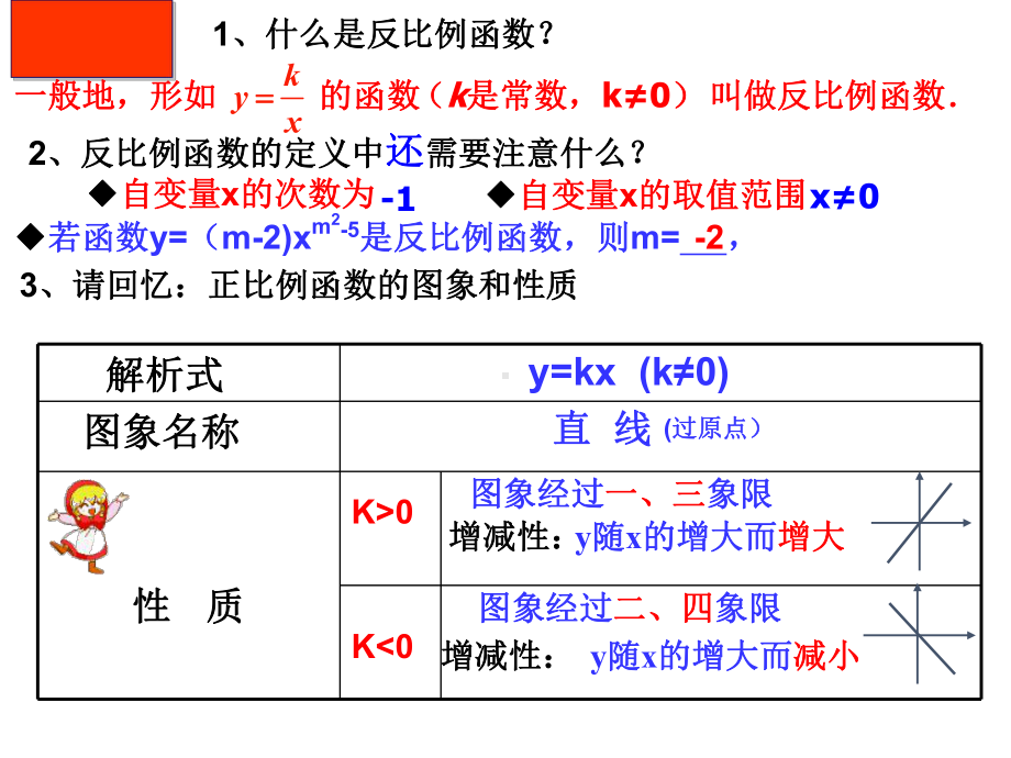 人教版数学九年级下册2612：反比例函数的图像和性质课件.ppt_第2页