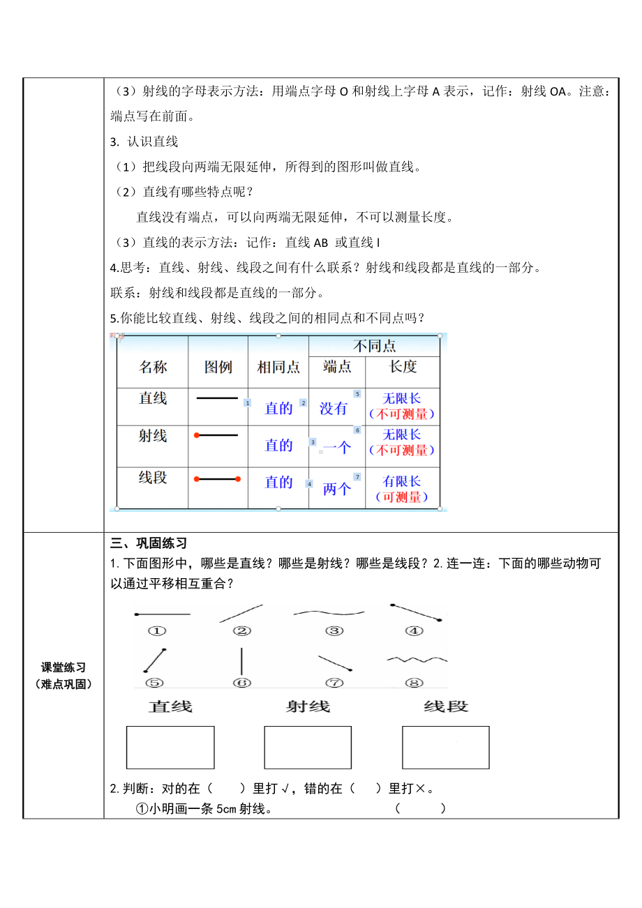 四年级数学上册教案-3.1线段 直线 射线9-人教版.docx_第2页